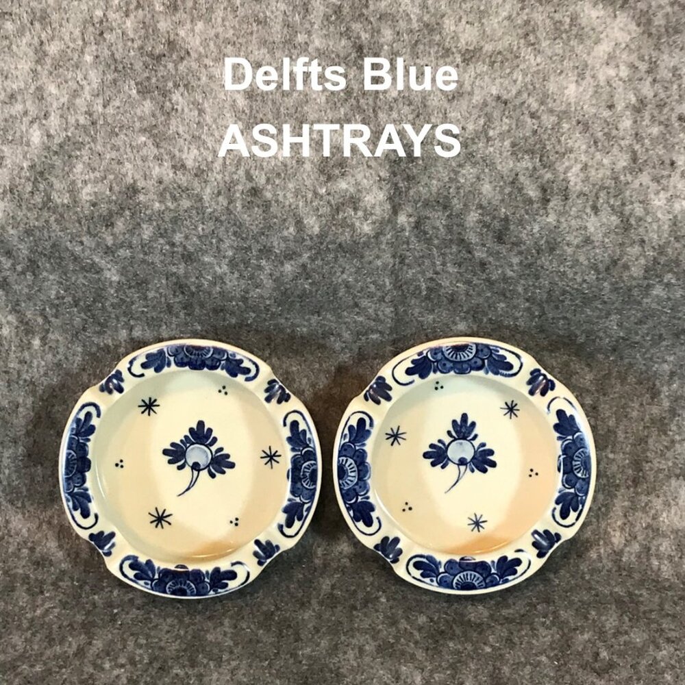 Delfts Blue Holland Hand Painted Ceramic Ashtrays